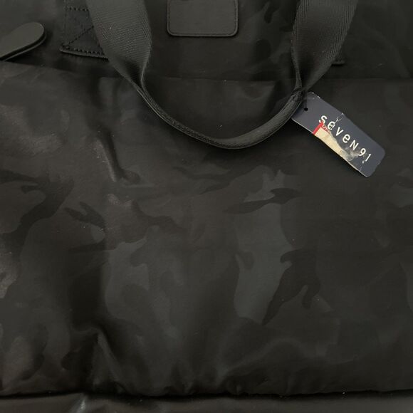 Seven91 Black Quilted Laptop Tote Shoulder Bag Camo Pattern - Picture 4 of 9